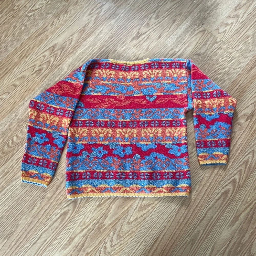 Colorful Patterned Knit Sweater - Picture 2 of 6